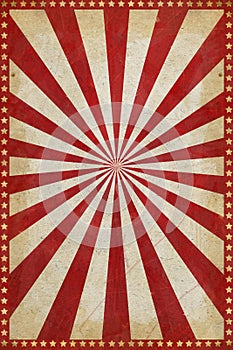 Vintage Circus Poster Background with sunburst and stars