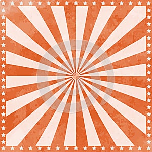 Vintage Circus Poster Background with sunburst and stars