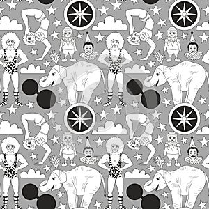 Vintage circus. Seamless pattern