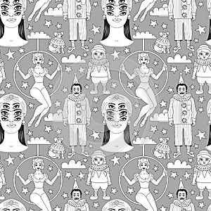 Vintage circus. Seamless pattern