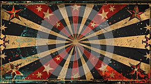 Vintage Circus Tent Stripes with Stars Background Design