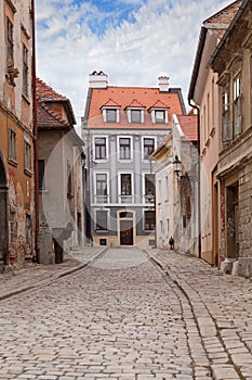 Vintage city street with paving stone