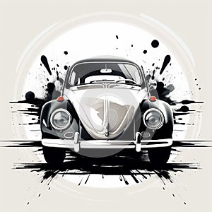 Vintage Classic Beetle Abstract Vector Illustration