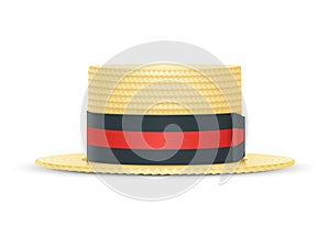 Vintage classic boater straw hat. Vector illustration. photo