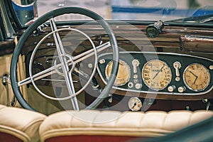 Vintage Classic Car Steering Wheel and Steering Wheel
