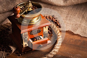 Vintage Classic grinder with a coffee beans