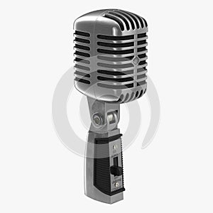 Vintage classic microphone isolated on white. 3D illustration