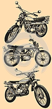 vintage classic motorcycle hand draw collection vector illustration c