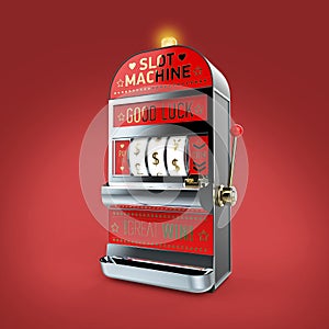 vintage classic slot machine with currency symbols reels. isolated on color background render