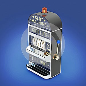 vintage classic slot machine with currency symbols reels. isolated on color background render
