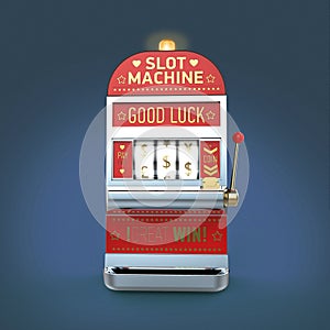 vintage classic slot machine with currency symbols reels. isolated on color background render