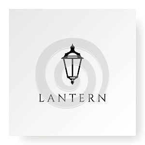 Vintage Classic Street Lamp Lantern Post Logo Design Vector