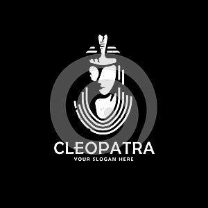 Vintage cleopatra line art style logo template