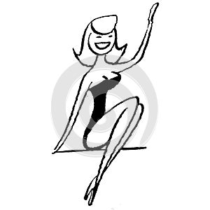 Vintage Clipart 115 Cartoon Woman in Swimsuit photo