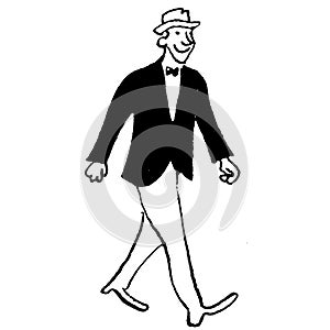 Vintage Clipart 162 Happy Cartoon Man Walking photo