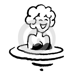 Vintage Clipart 83 Woman in Swimsuit Swimming In The Water photo