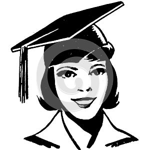 Vintage Clipart 228 Young Woman Graduating College photo