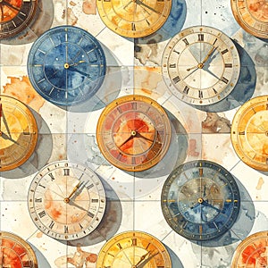 Vintage Clock Faces Pattern