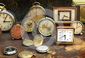 Vintage clock machinery close up