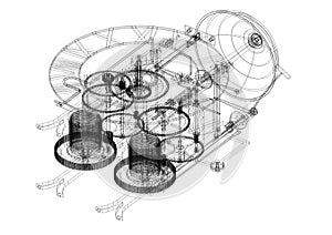 Vintage Clock Mechanism Architect blueprint - isolated