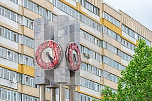 Vintage Clock tower in Bucharest near Obor Market