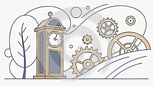 Vintage Clockwork Mechanism with Gears and Mechanical Components, vector design Generative AI