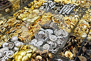 Vintage clothes buttons in market