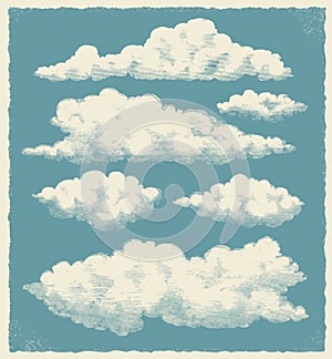 Vintage cloud set - vector illustration