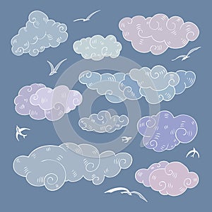 Vintage clouds set.