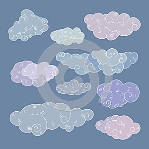 Vintage clouds set.