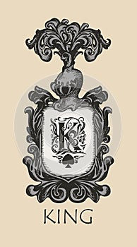 Vintage coat of arms with crown and letter K