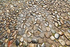 Vintage cobblestone road