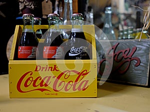 Vintage Coca-Cola Bottles and Wood Case