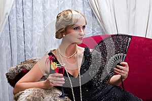 Vintage cocktail and fan