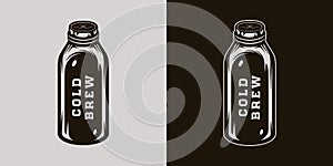 Vintage coffee cold brew element. Coffee bottle take away. Can be used like emblem, logo, badge, label or mark. Also can be used