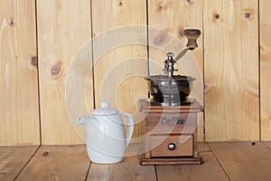 Vintage coffee grinder and jar