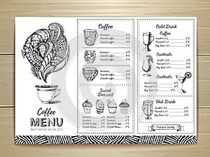 Vintage coffee menu design