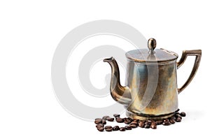 Vintage coffee pot isolated on white background.