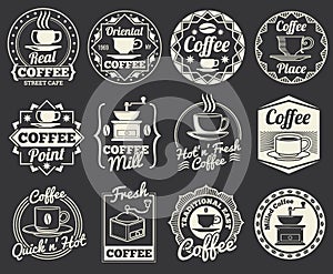 Vintage coffee shop and cafe logos, badges and labels photo