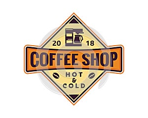 Vintage Coffee Shop Emblem Badge Logo Illustration