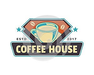 Vintage Coffee Shop Emblem Badge Logo Illustration