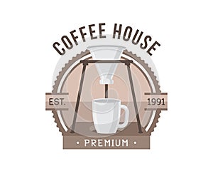 Vintage Coffee Shop Emblem Badge Logo Illustration