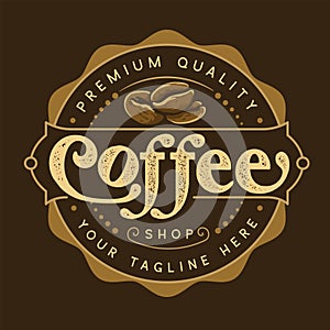 Vintage coffee shop logo design template, label and brand