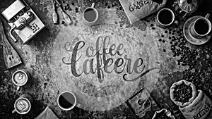 Vintage Coffee Typography with Rustic Background