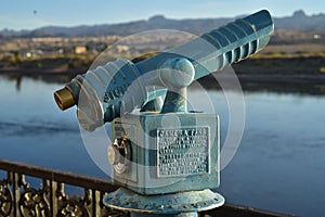 Vintage coin operated telescope instructions cast into metal