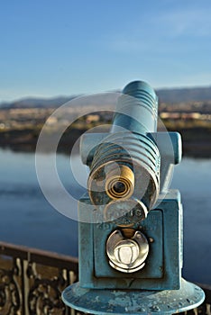 Vintage coin operated telescope instructions cast into metal