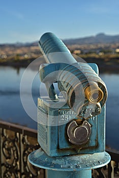 Vintage coin operated telescope instructions cast into metal