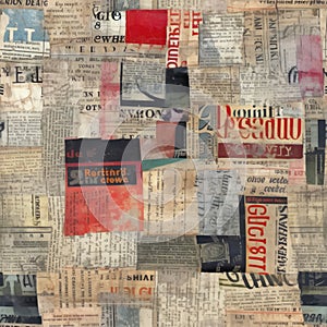 Vintage Collage of Assorted Newspaper Clippings and Text Fragments