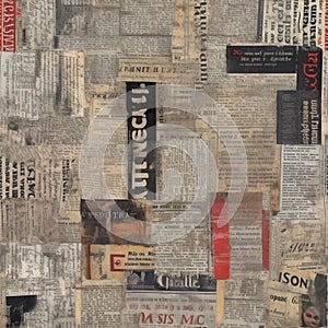 Vintage Collage of Mixed Media Newspaper Clippings and Textures