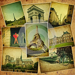 Vintage collage. Paris travel.